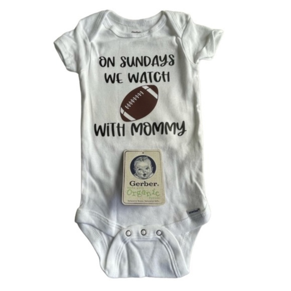 Infant Boy/Girl Organic Onesie Football w/ Mommy Size 3/6M NWOT #C32